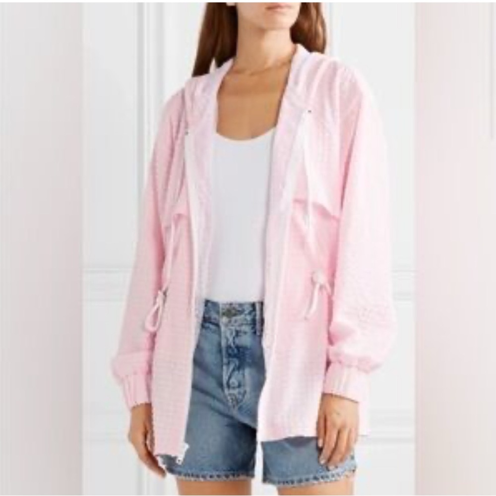 Solid & Striped pink white seersucker jacket 🌸